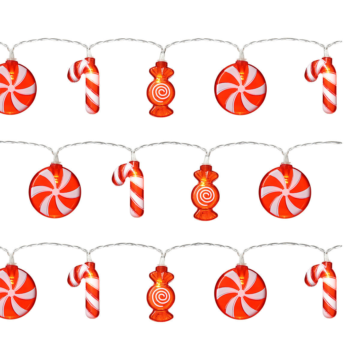 10 Warm white Sweets LED String lights With timer function Clear cable
