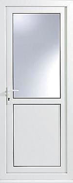 2 panel Glazed Industrial White LH External Back Door set, (H)2055mm (W)920mm