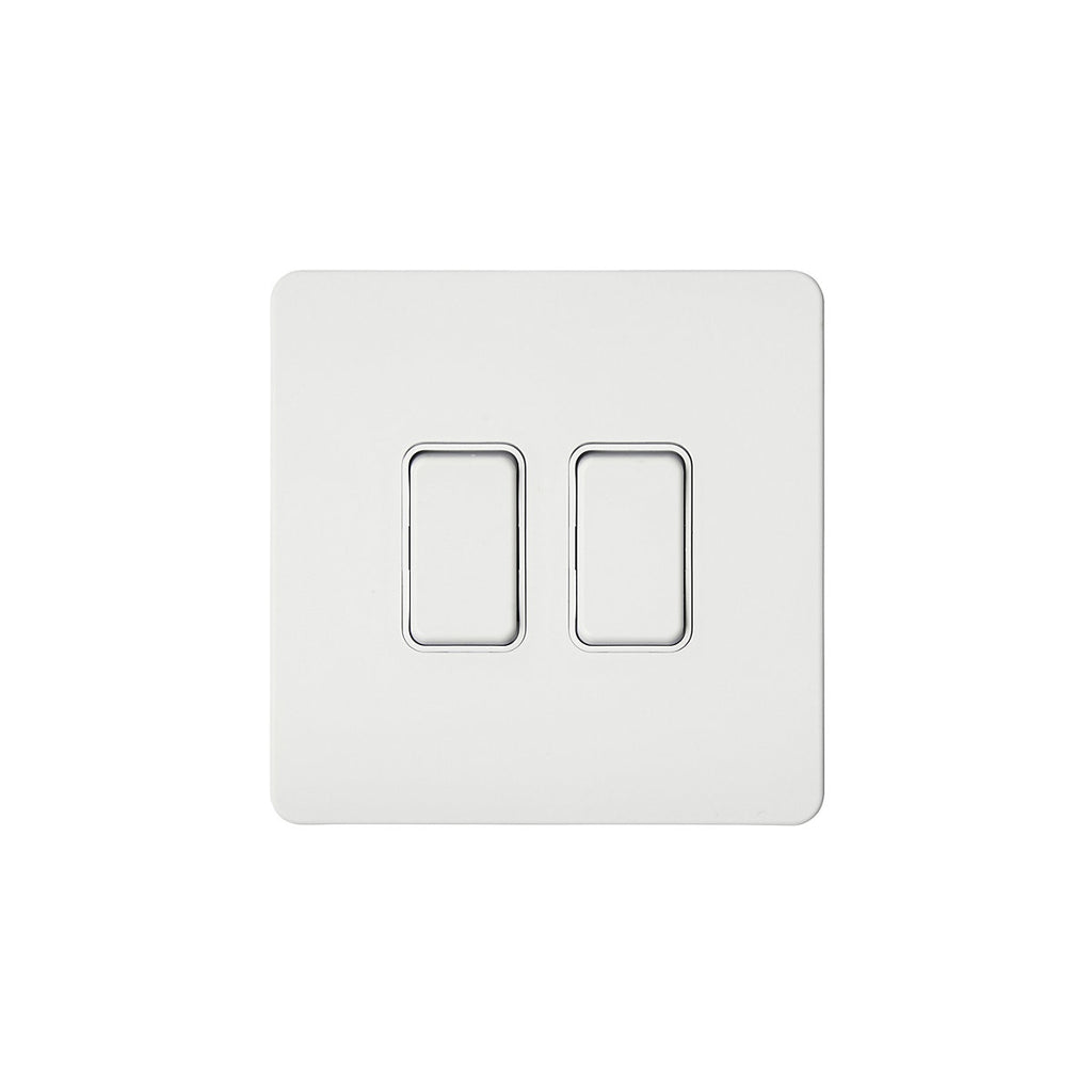 2 way 2 gang Retractive switch Kinetic Matt White
