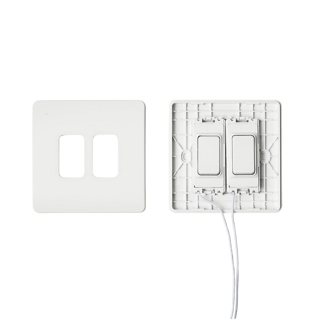 2 way 2 gang Retractive switch Kinetic Matt White