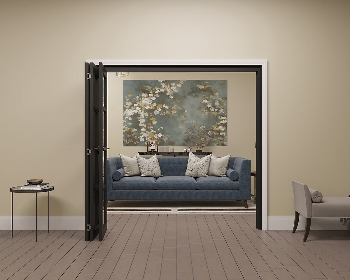 4 panel Clear Glazed Shaker Black Pine Internal Folding Door set, (H)2060mm (W)2142mm - Fully Finished