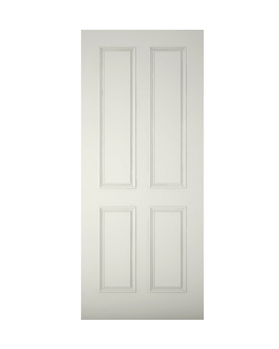 4 panel White Wooden External Panel Primed Front door, (H)2032mm (W)813mm
