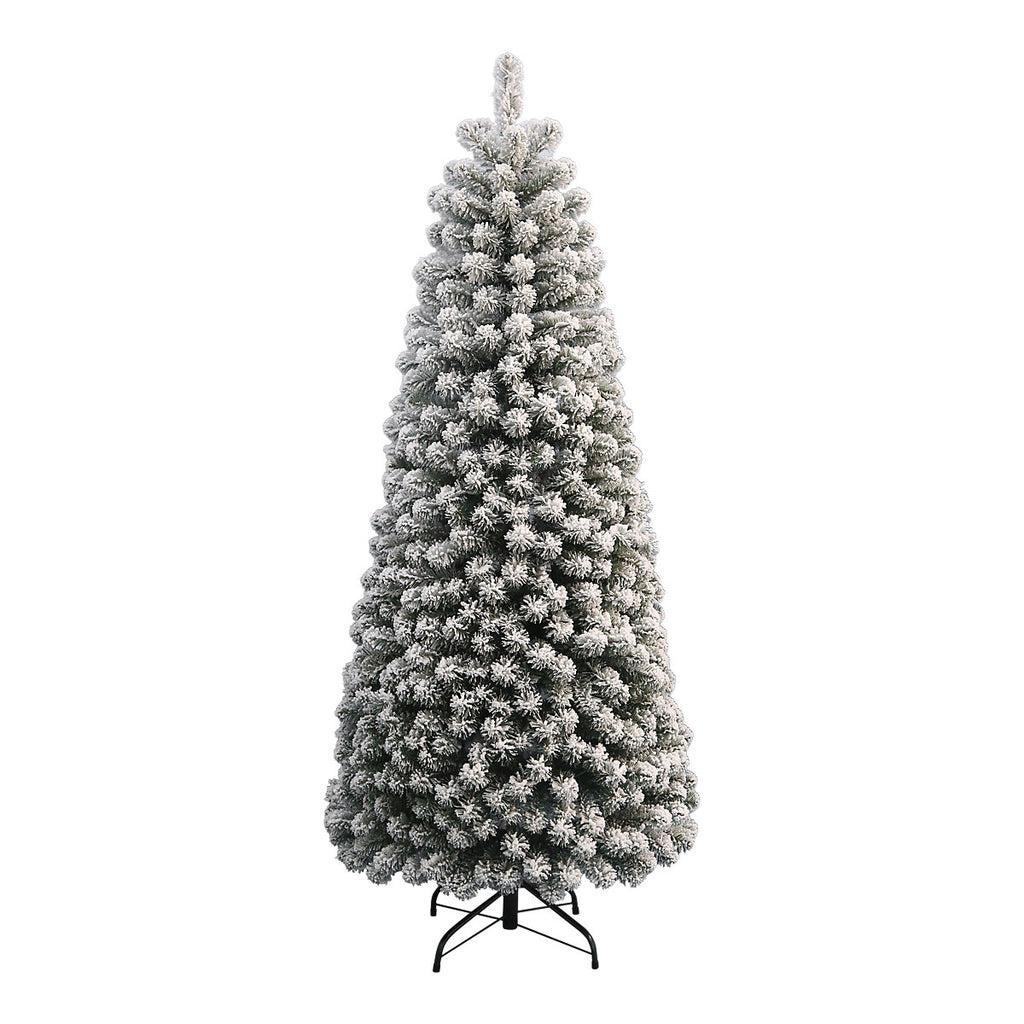 6ft Full Olan Warm white LED Pre-lit Flocked effect Artificial Christmas tree - Green