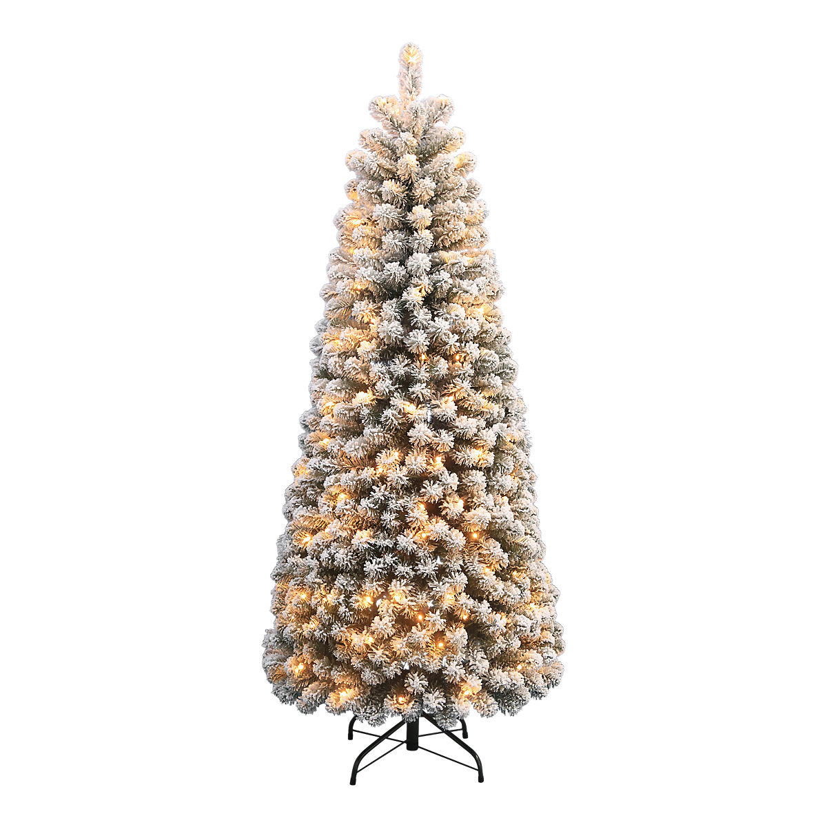 6ft Full Olan Warm white LED Pre-lit Flocked effect Artificial Christmas tree - Green