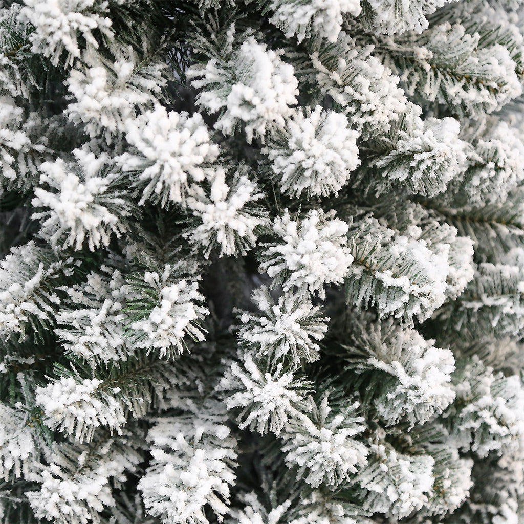 6ft Full Olan Warm white LED Pre-lit Flocked effect Artificial Christmas tree - Green
