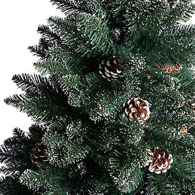 7ft Rocky mountain Pine Green Flocked effect Hinged Full Artificial Christmas tree