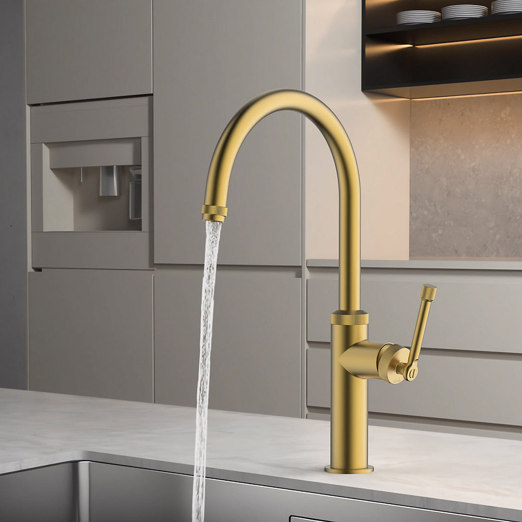 Abode Industrial Matt Brass effect Kitchen Side lever Tap