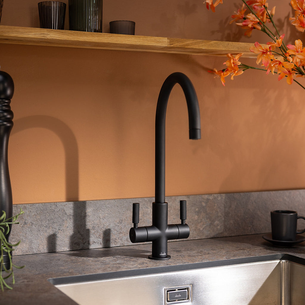Abode Knurle Matt Black Kitchen Mono mixer Tap