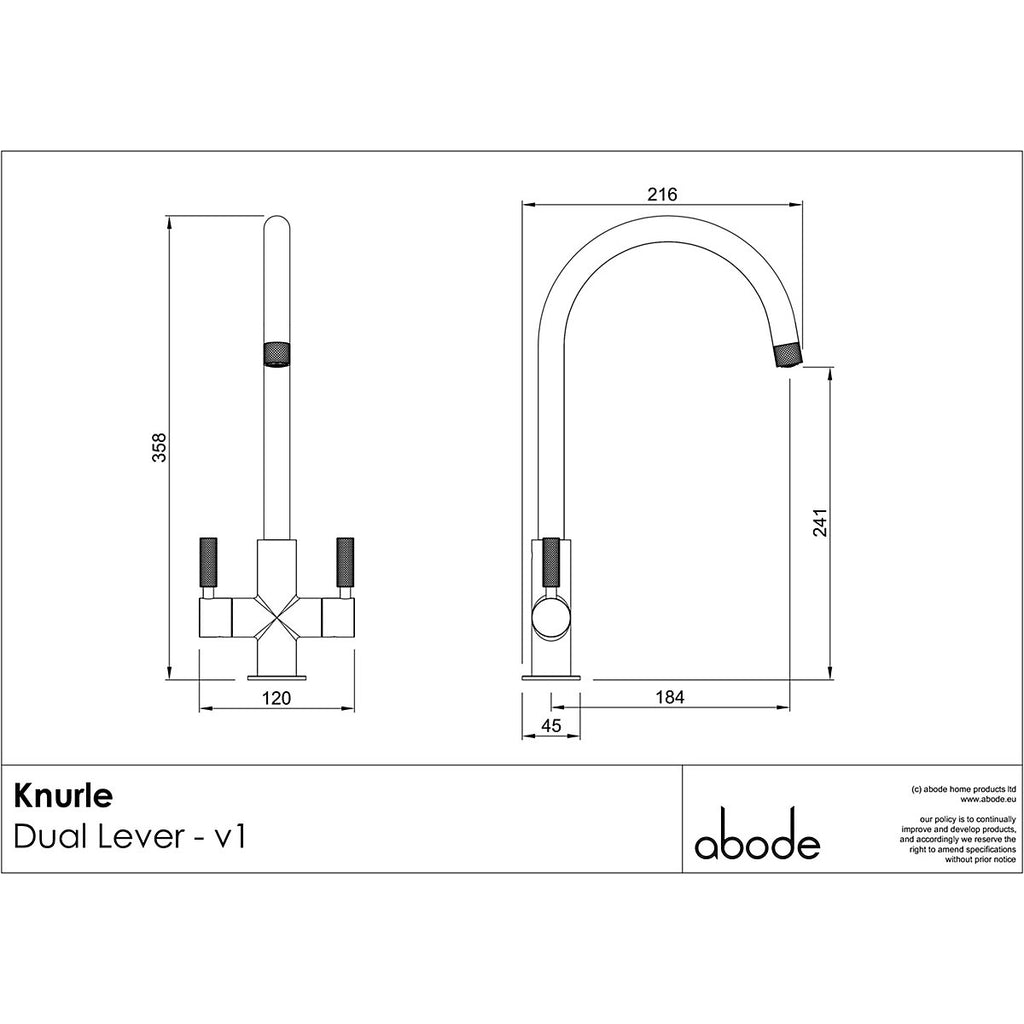 Abode Knurle Matt Black Kitchen Mono mixer Tap