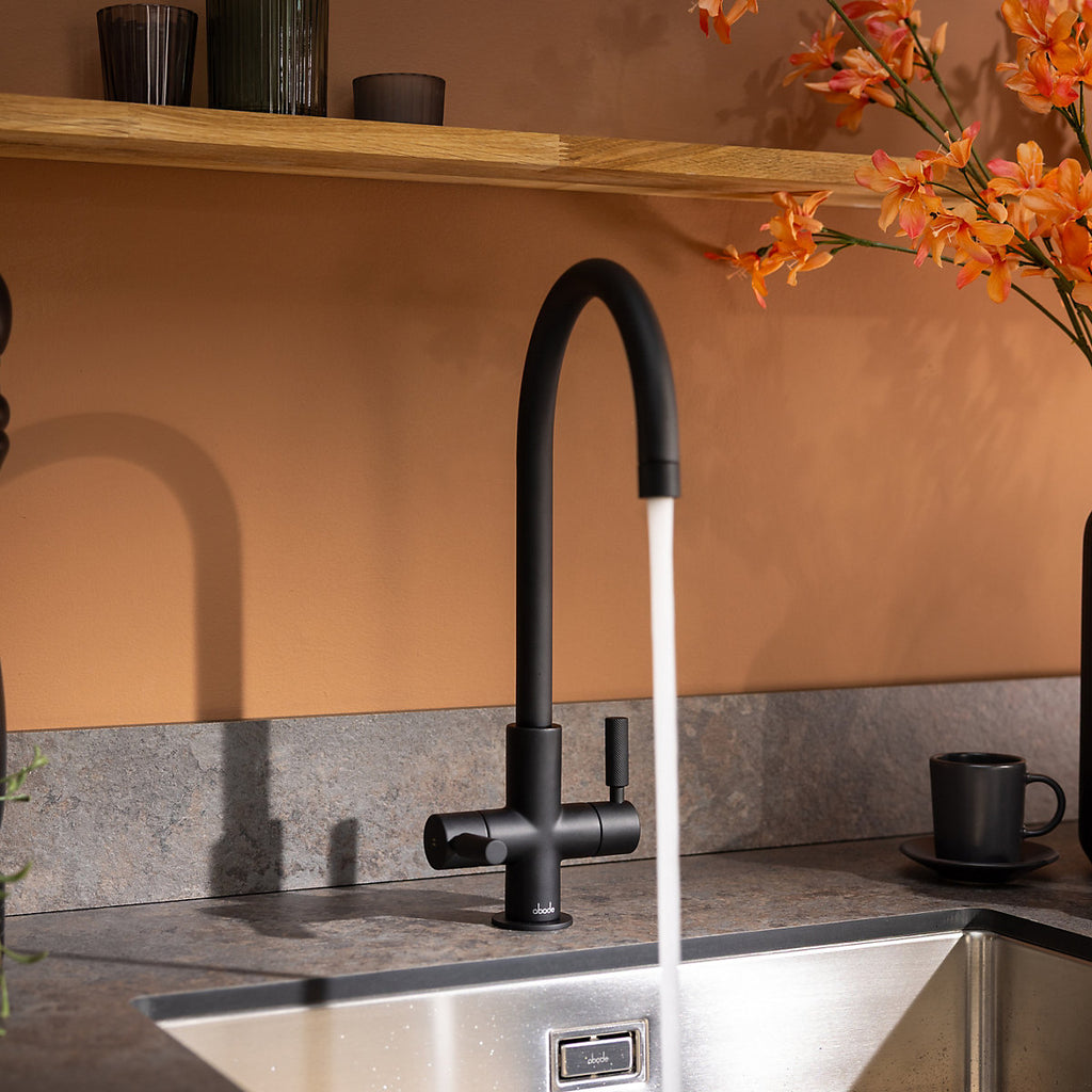 Abode Knurle Matt Black Kitchen Mono mixer Tap