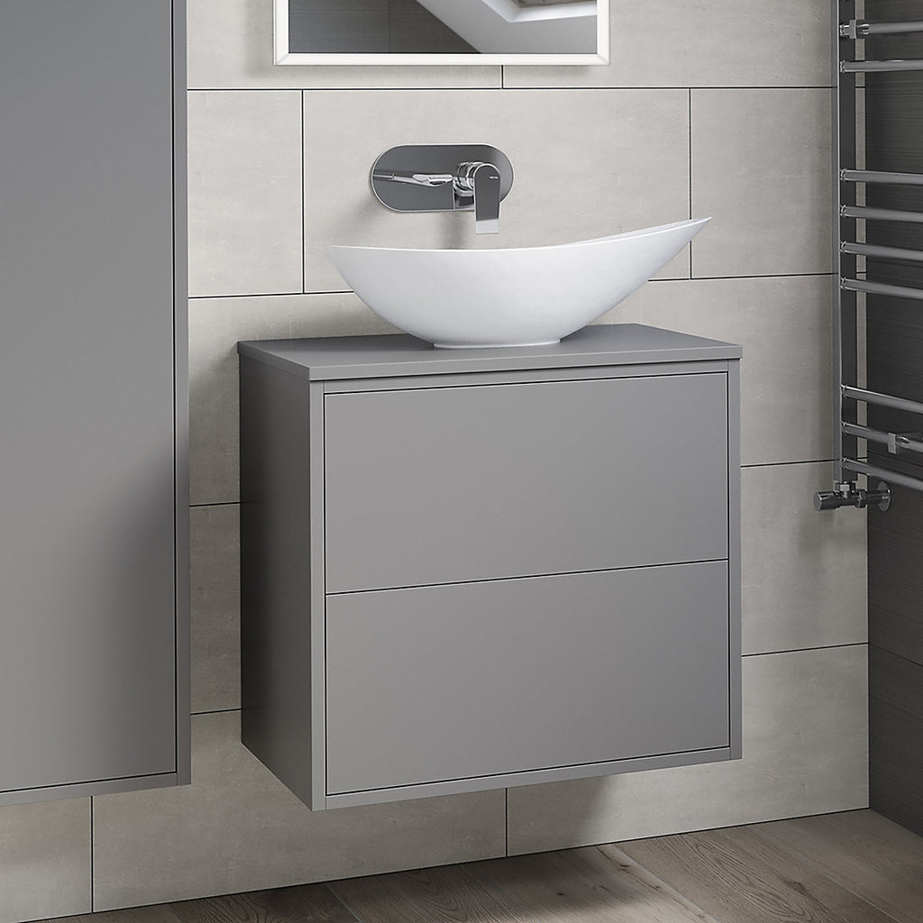 * Aldford White Oval Single Counter top Basin (W)56.4cm