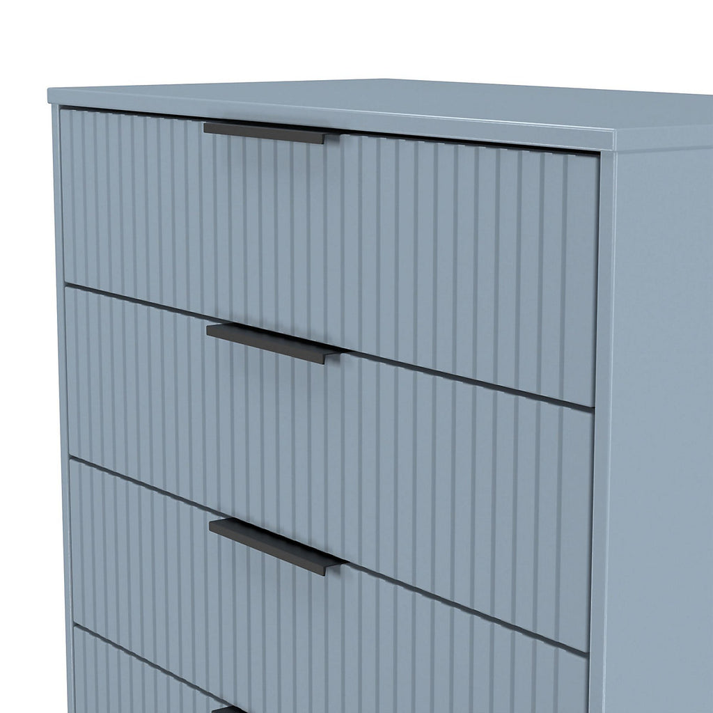 Ancona Matt denim blue no effect 4 Drawer Chest (H)848mm (W)765mm (D)395mm