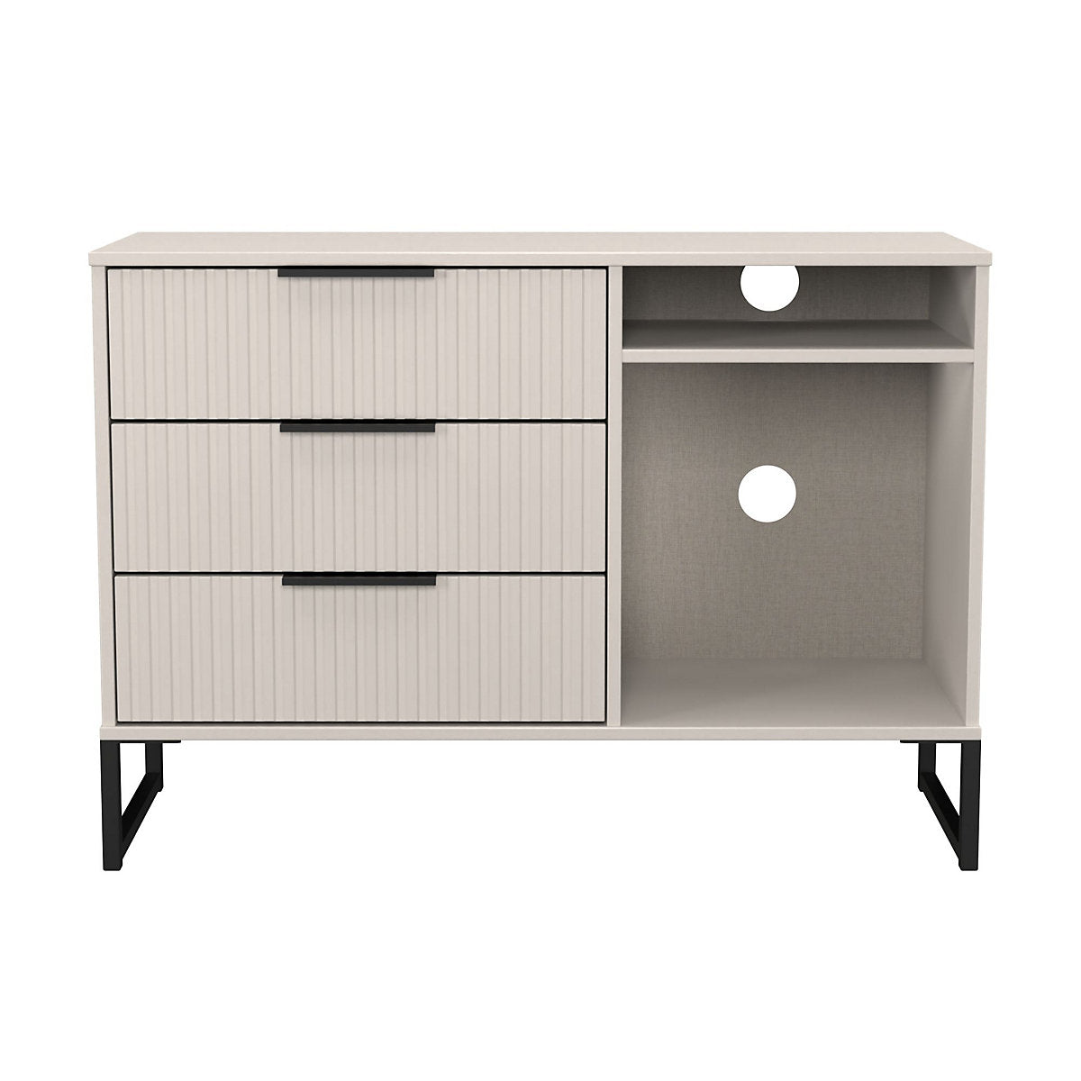 Ancona Matt kashmir TV stand with 2 shelves & 3 drawers, (H)68.3cm x (W)96.8cm x (D)39.2cm