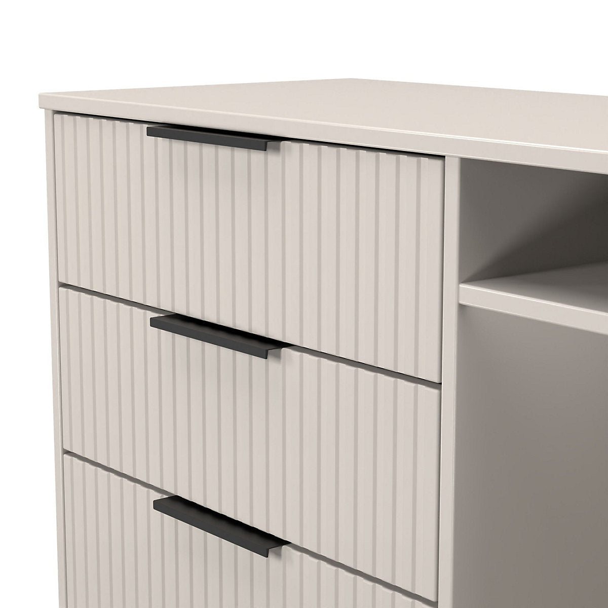 Ancona Matt kashmir TV stand with 2 shelves & 3 drawers, (H)68.3cm x (W)96.8cm x (D)39.2cm