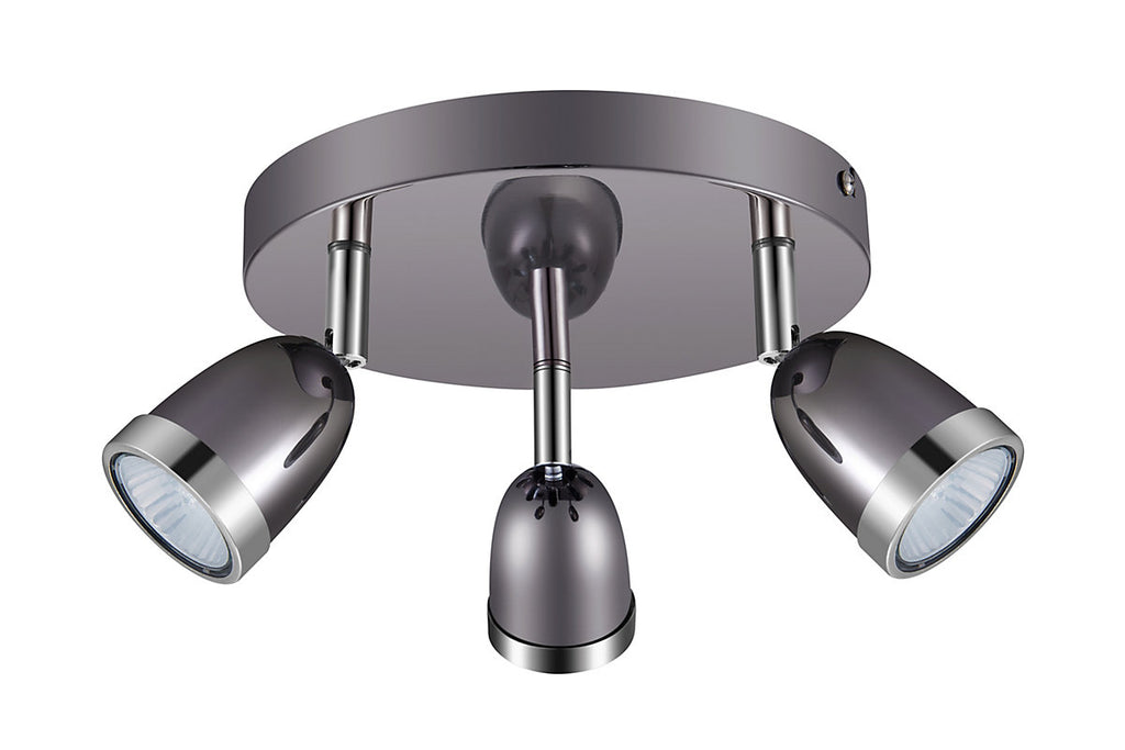Apheliotes Plate Gloss Gun metal & chrome 3 Light Spotlight