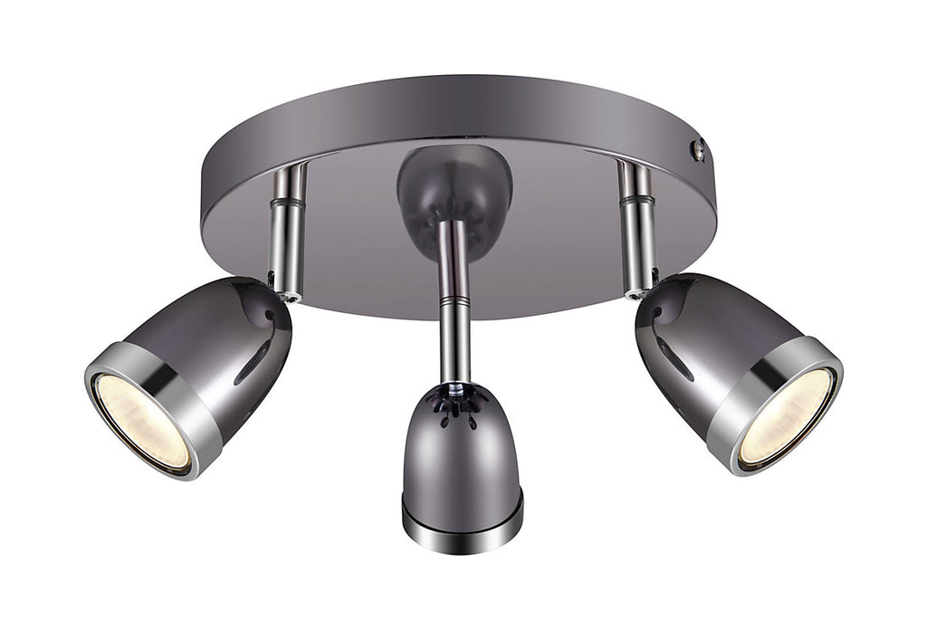 Apheliotes Plate Gloss Gun metal & chrome 3 Light Spotlight