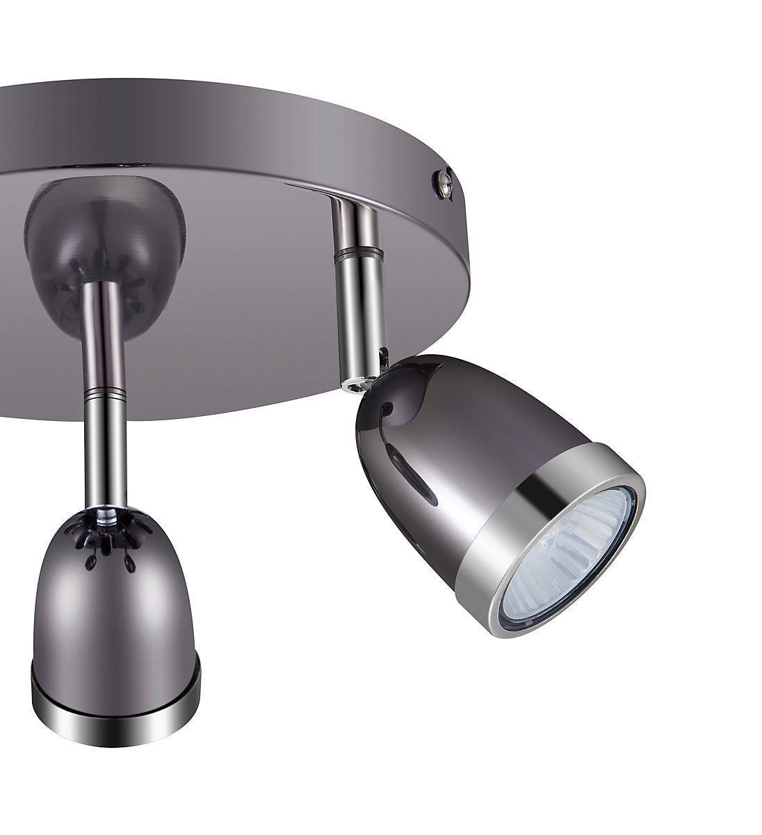Apheliotes Plate Gloss Gun metal & chrome 3 Light Spotlight