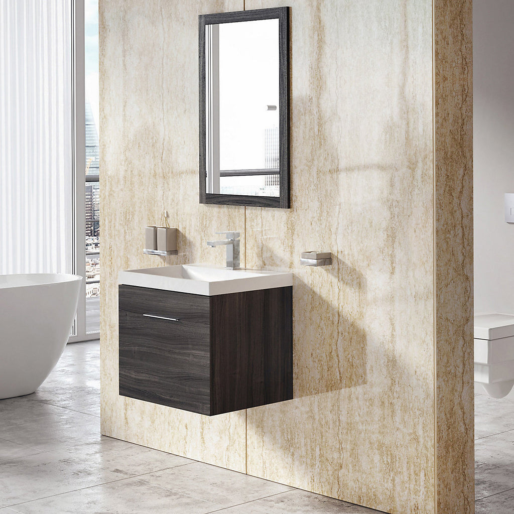 Aquadry 1 panel Polyvinyl chloride (PVC) Wall panel kit (L)2400mm (W)1000mm - Beige Travertine effect