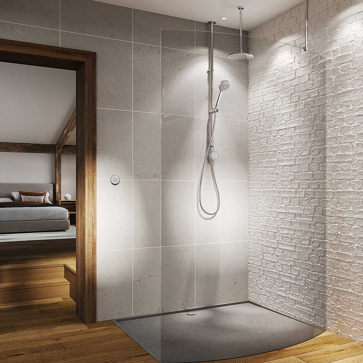 Aqualisa Smart Link HP/Combi Ceiling fed Smart Digital 4-spray pattern Shower with Adjustable head