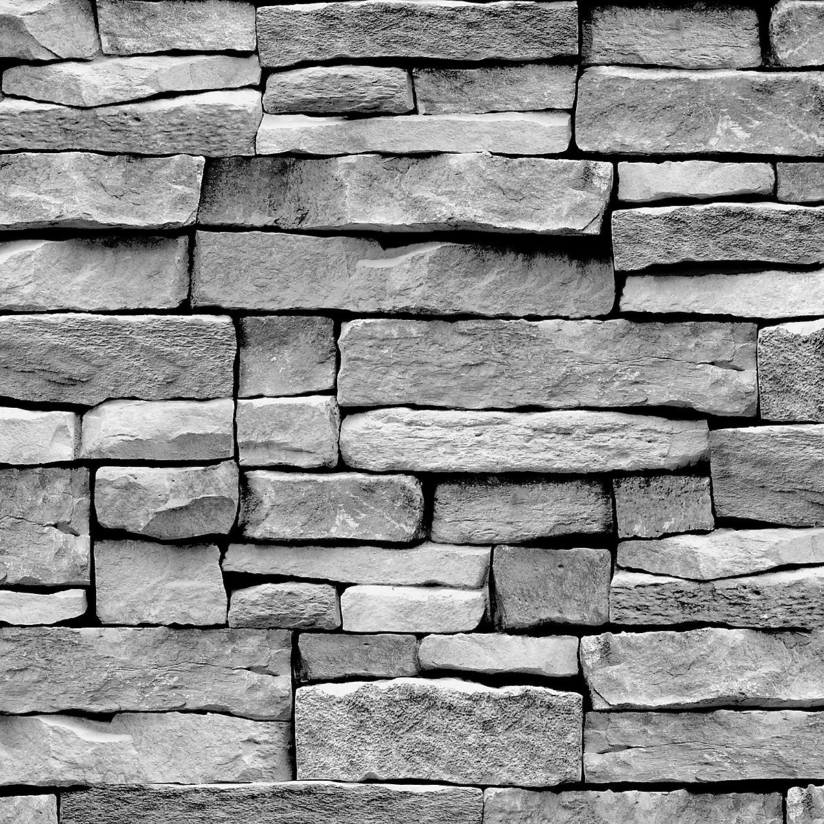 Arrou Grey Stone effect Brick Smooth Wallpaper Sample