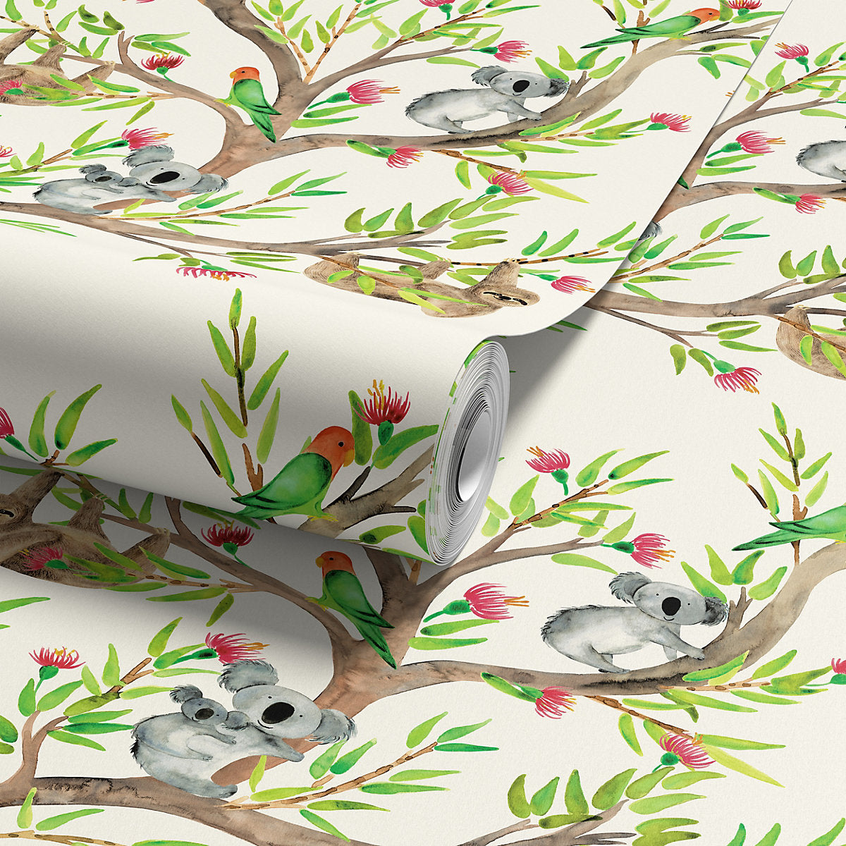 Arthouse Cream Koala & Sloth Children's Smooth Wallpaper