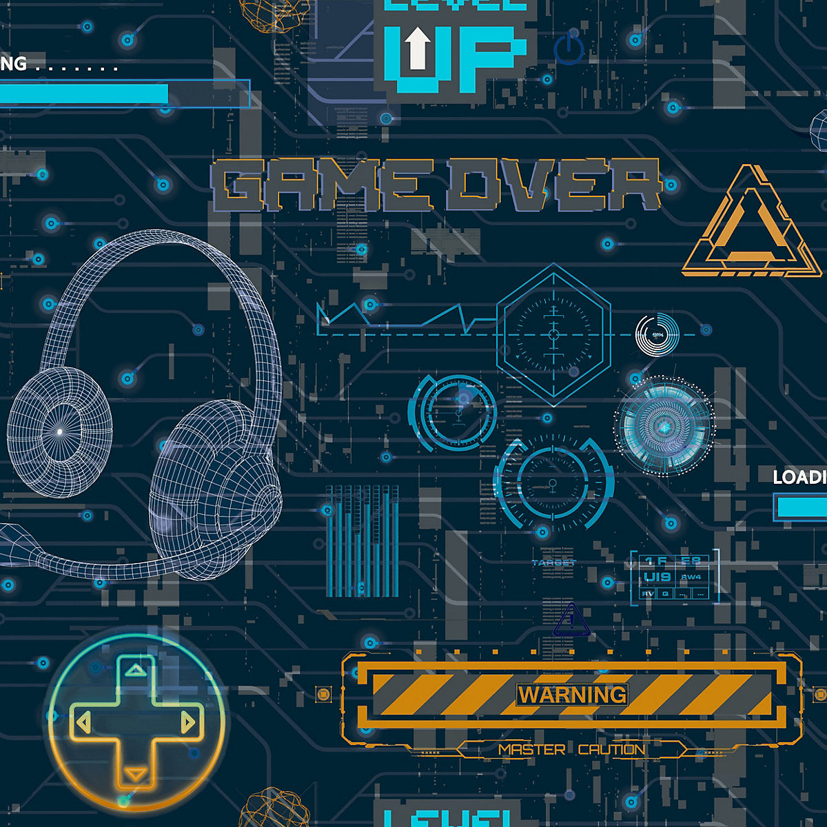 Arthouse Dark Blue Gamer Children's Smooth Wallpaper