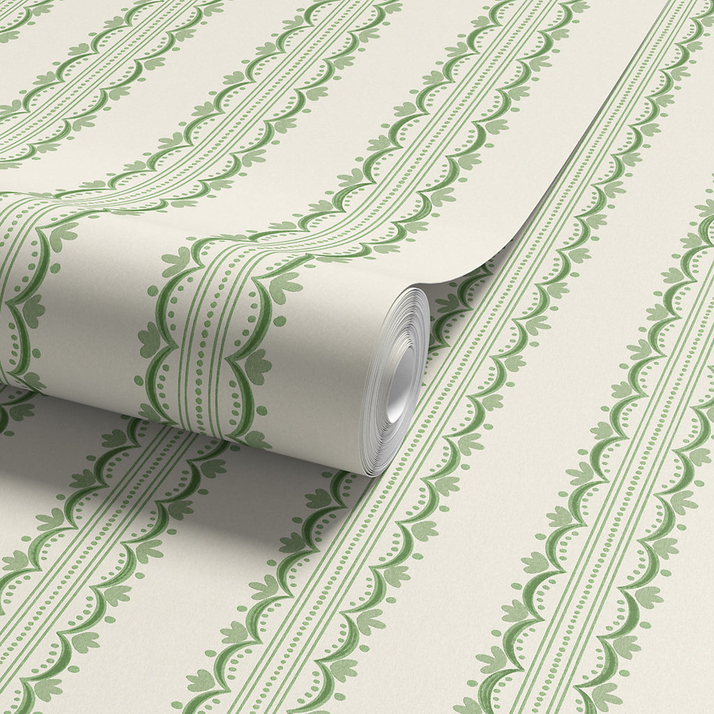 Arthouse Green Bloom Stripe Classic Smooth Wallpaper
