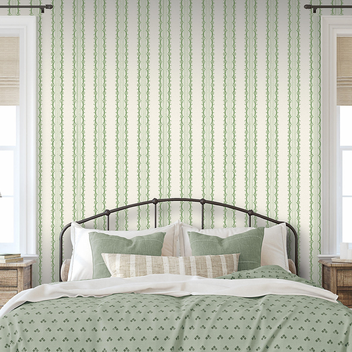 Arthouse Green Bloom Stripe Classic Smooth Wallpaper