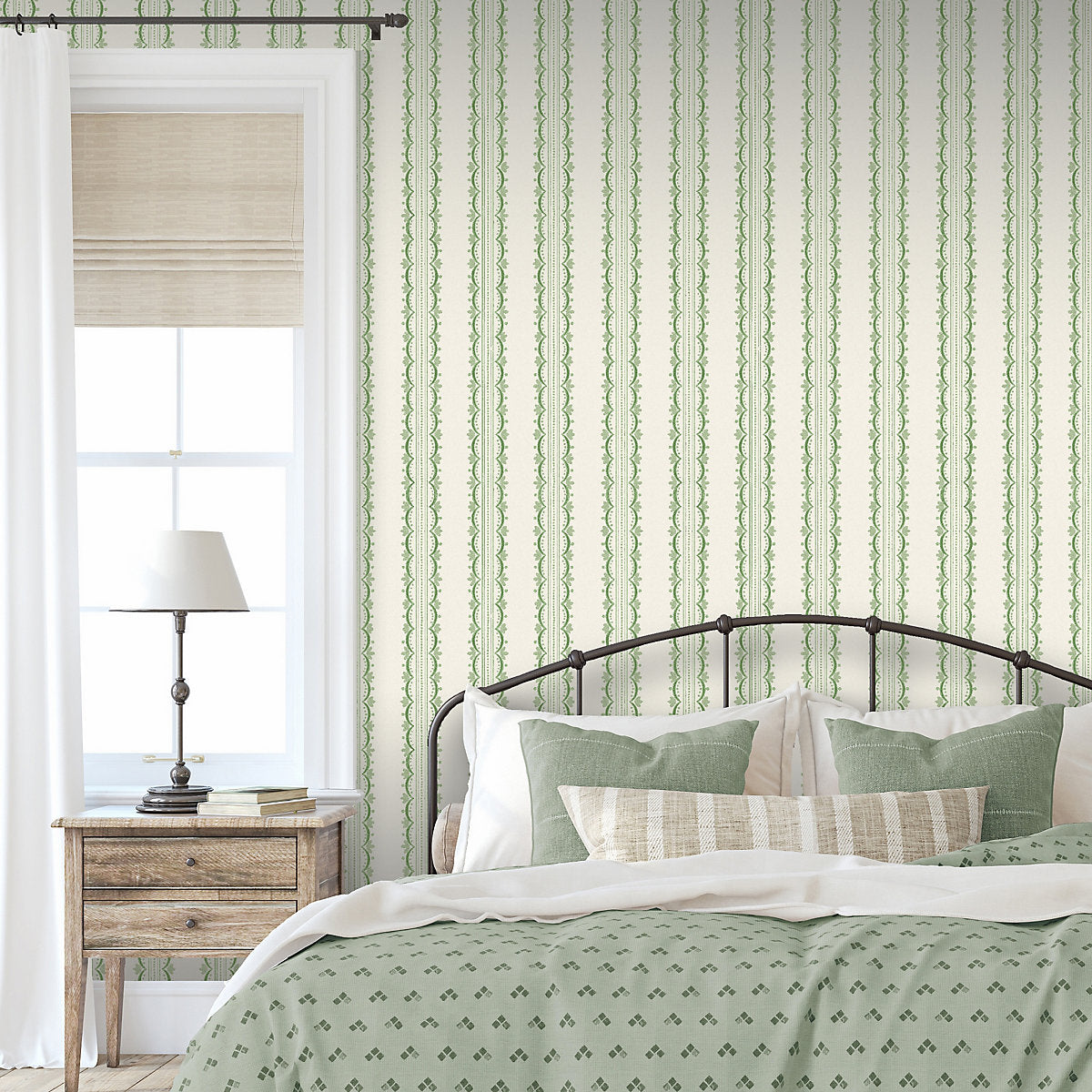 Arthouse Green Bloom Stripe Classic Smooth Wallpaper