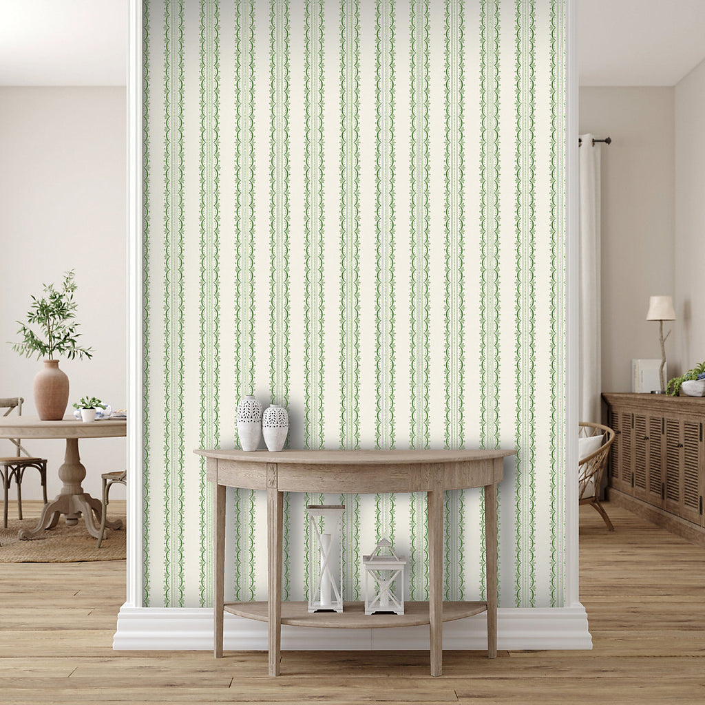 Arthouse Green Bloom Stripe Classic Smooth Wallpaper