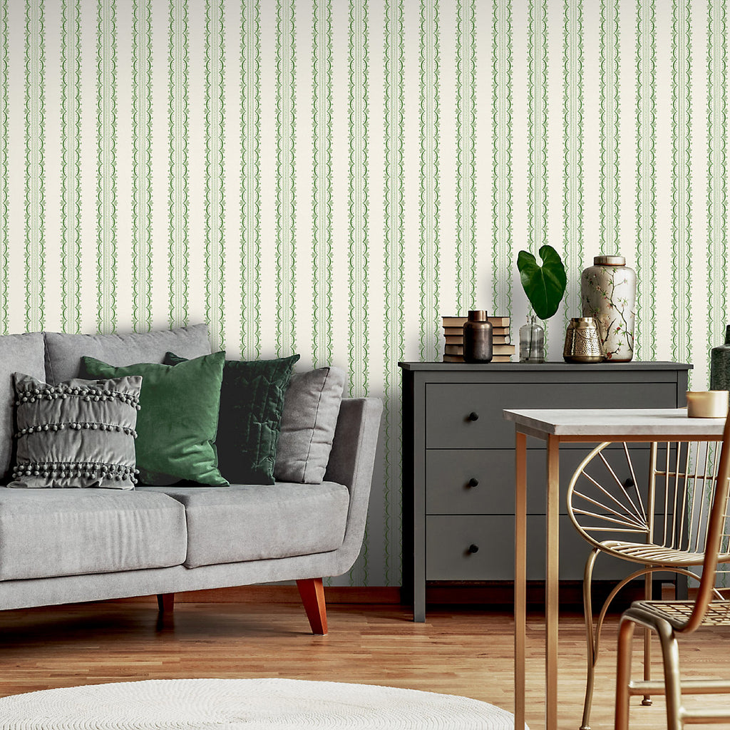 Arthouse Green Bloom Stripe Classic Smooth Wallpaper