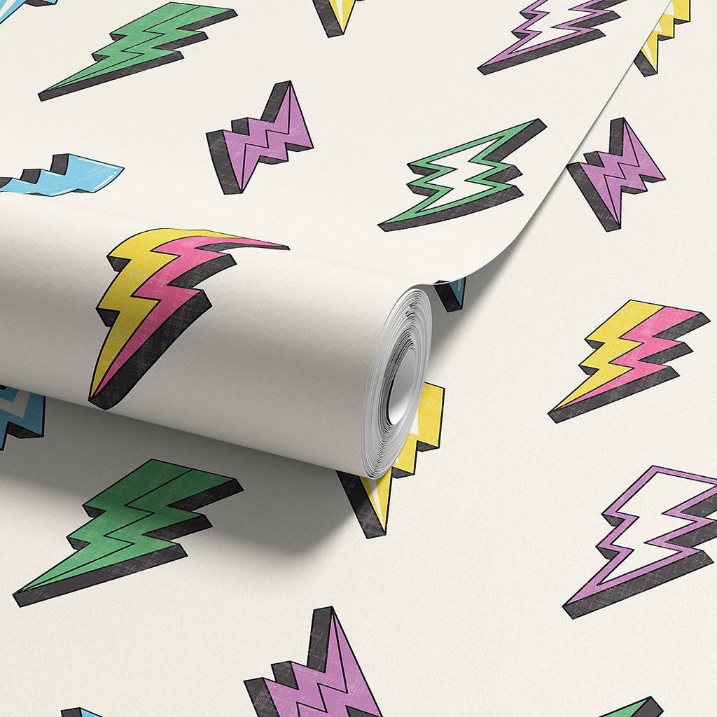 Arthouse Multicoloured Lightning Children's Smooth Wallpaper