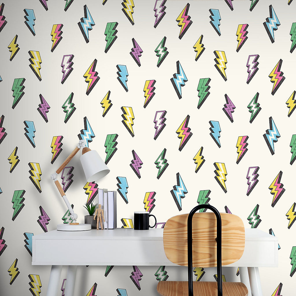 Arthouse Multicoloured Lightning Children's Smooth Wallpaper
