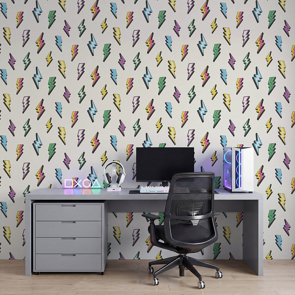 Arthouse Multicoloured Lightning Children's Smooth Wallpaper