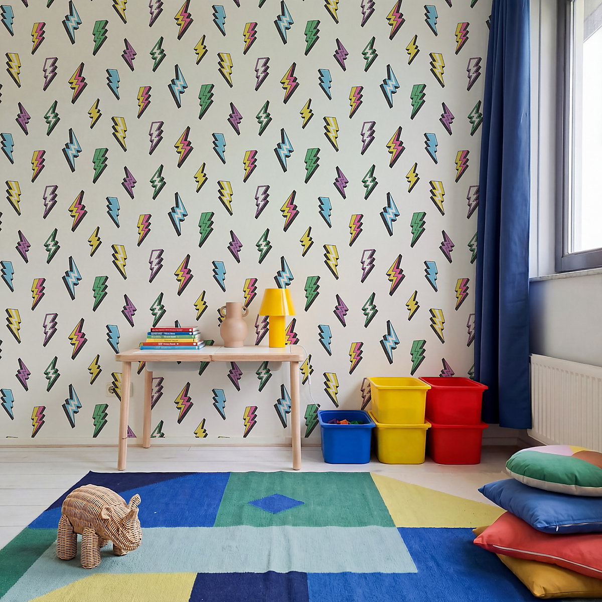 Arthouse Multicoloured Lightning Children's Smooth Wallpaper