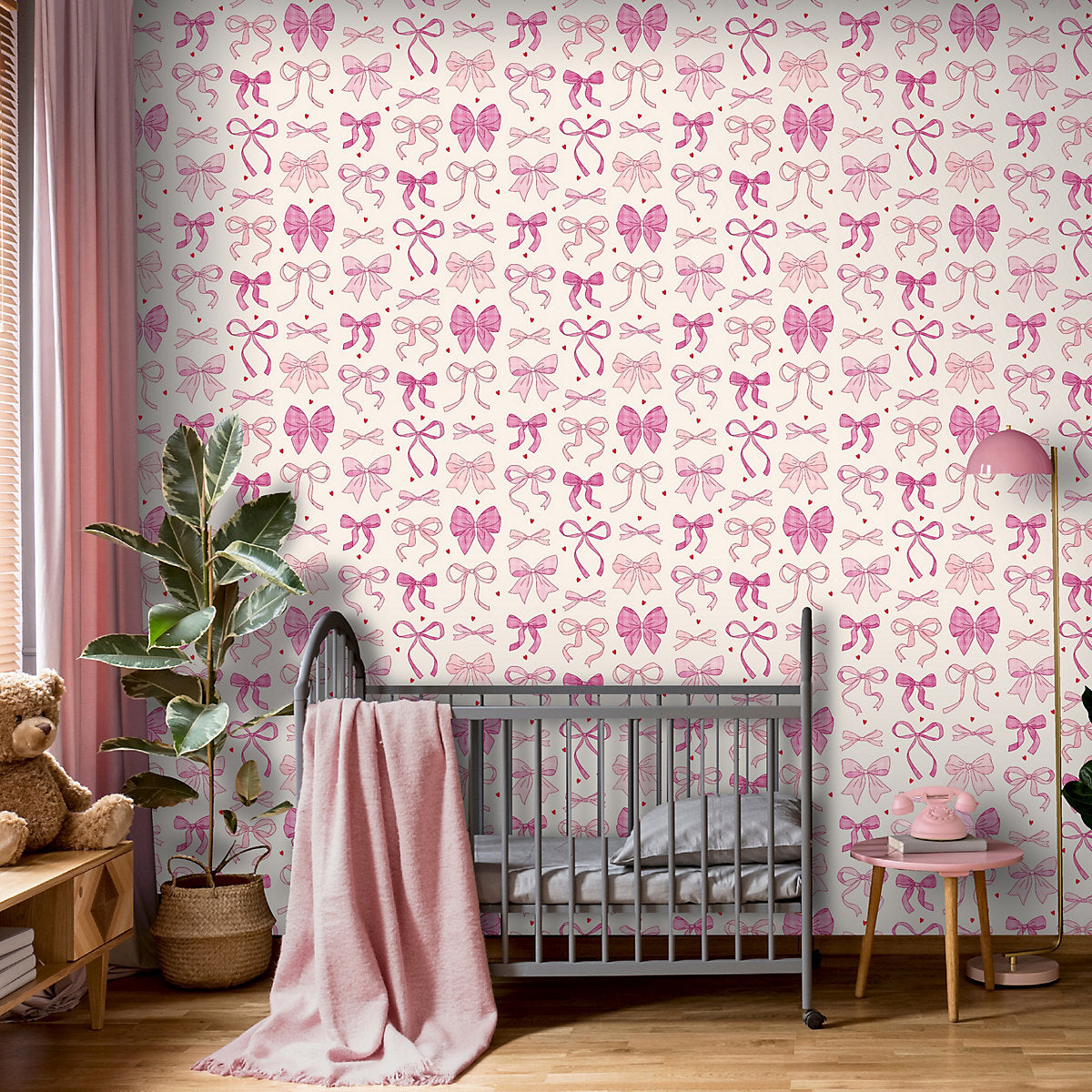 Arthouse Pink Pretty Bows Children's Smooth Wallpaper