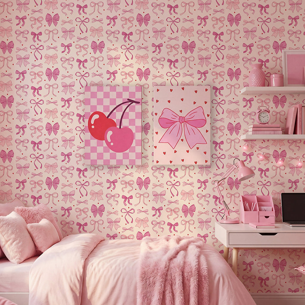 Arthouse Pink Pretty Bows Children's Smooth Wallpaper