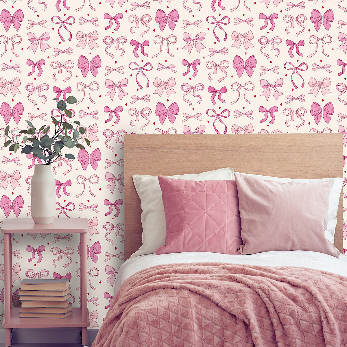 Arthouse Pink Pretty Bows Children's Smooth Wallpaper