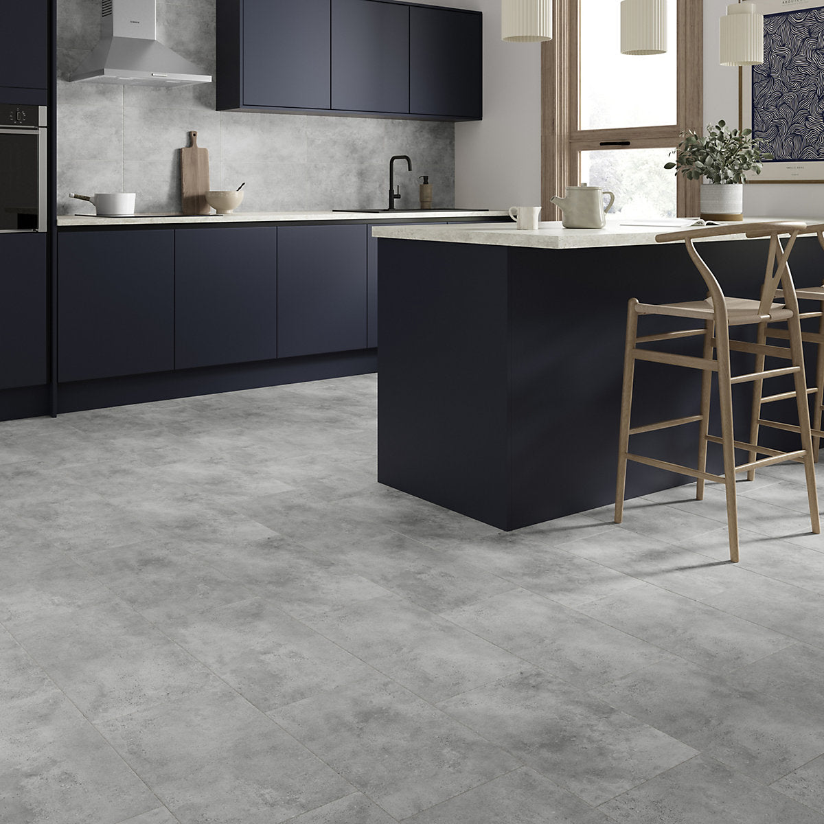 Aruba Grey Matt Stone effect Porcelain Indoor Wall & floor Tile Sample