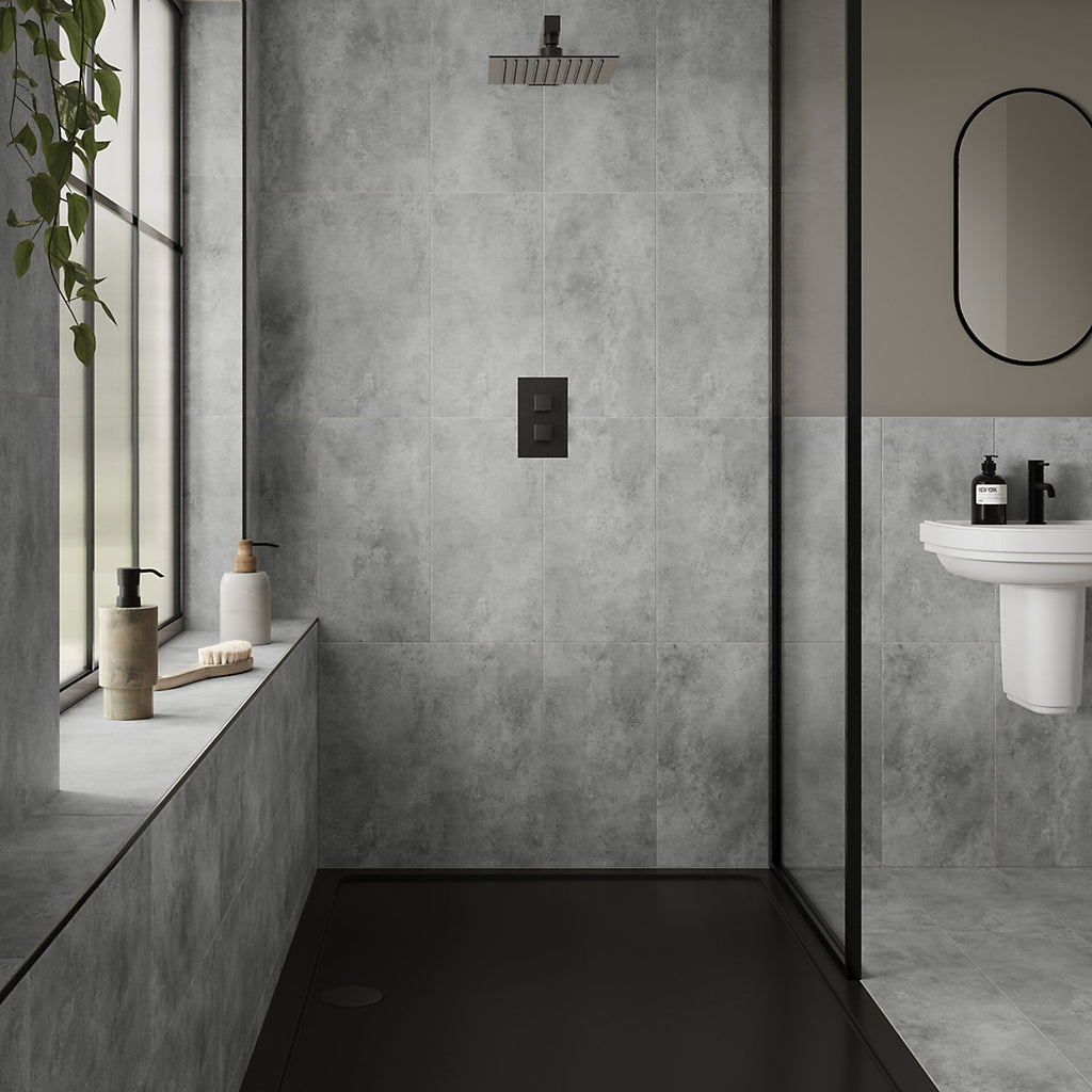 Aruba Grey Matt Stone effect Porcelain Indoor Wall & floor Tile Sample
