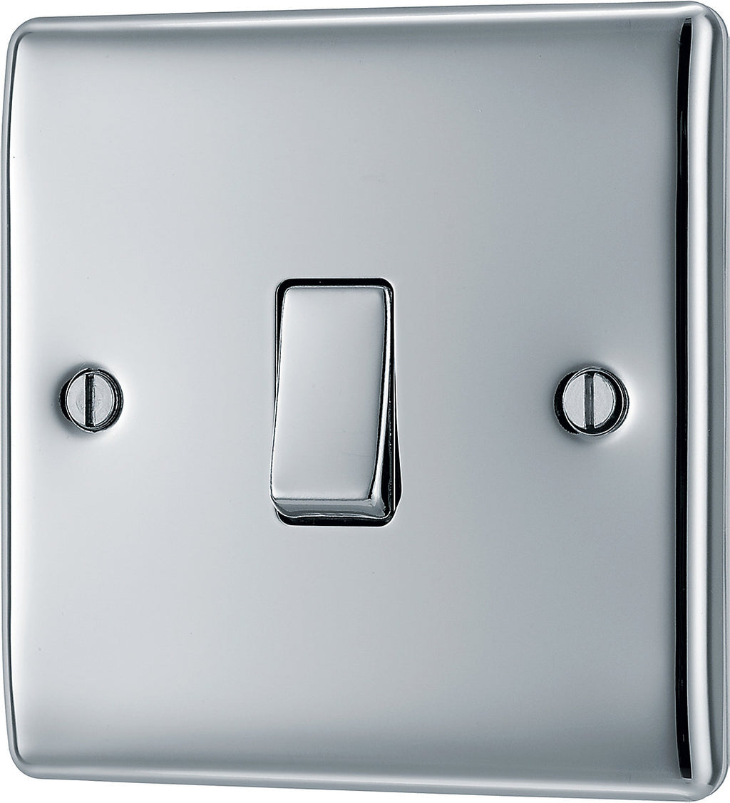 BG 16A 2 way 1 gang Light switch Gloss Chrome effect