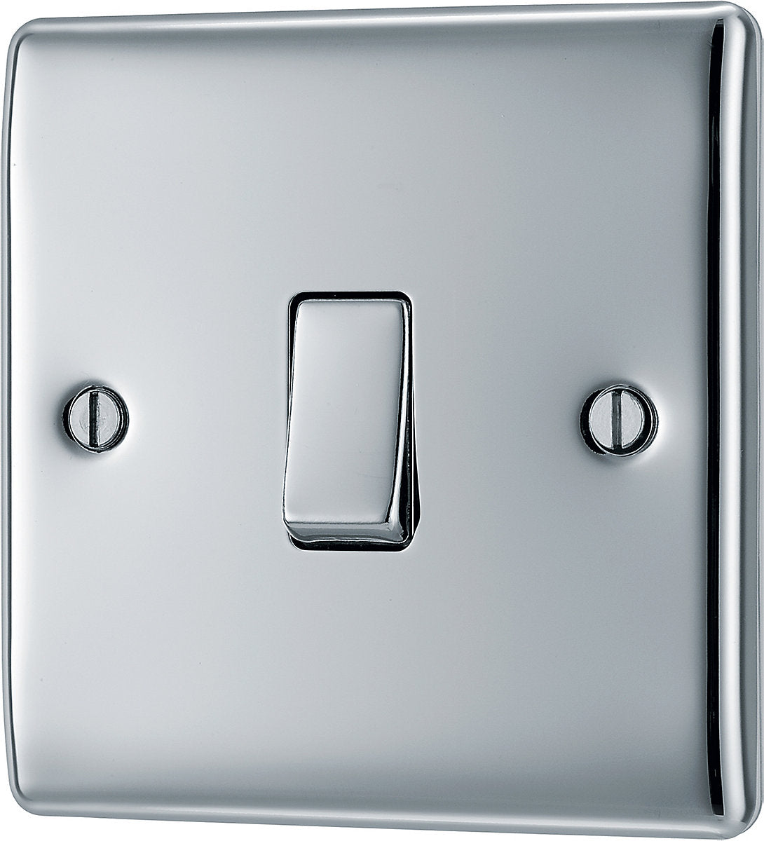 BG 16A 2 way 1 gang Light switch Gloss Chrome effect
