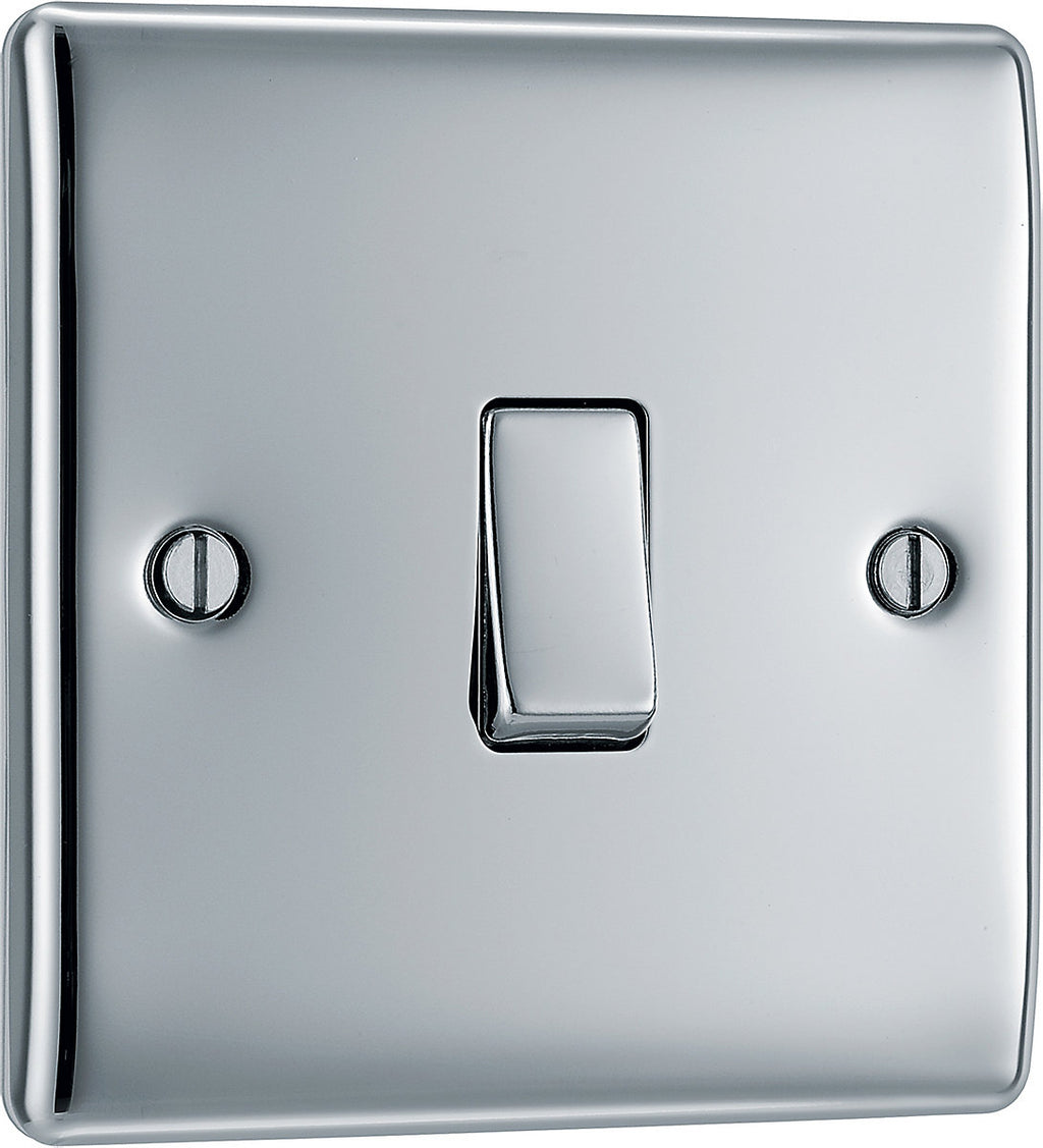 BG 16A 2 way 1 gang Light switch Gloss Chrome effect