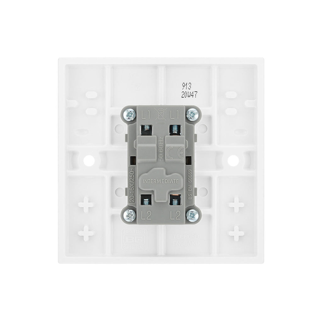 BG 20A Single 2 way Raised square Screwed Intermediate switch Gloss White