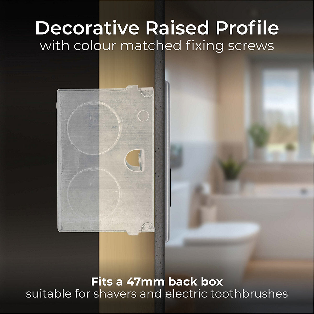 BG Double Raised slim Screwed Shaver socket Matt Steel effect