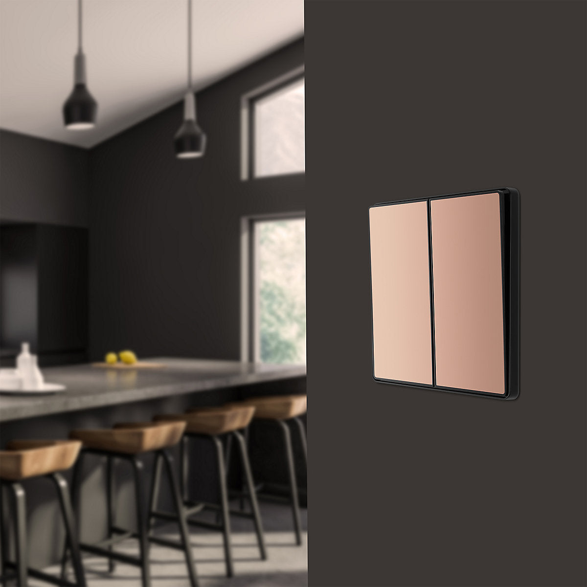 BG PCDCP42EB 20A 2 way 2 gang Light switch Screwless Gloss Copper effect
