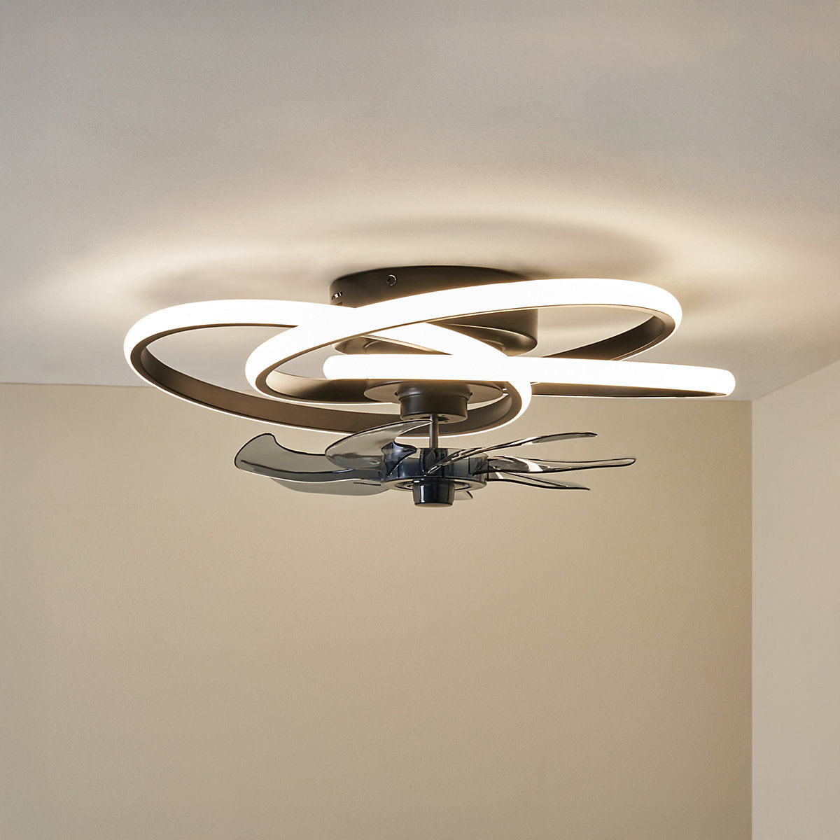 BHS Modern Black LED Ceiling fan light