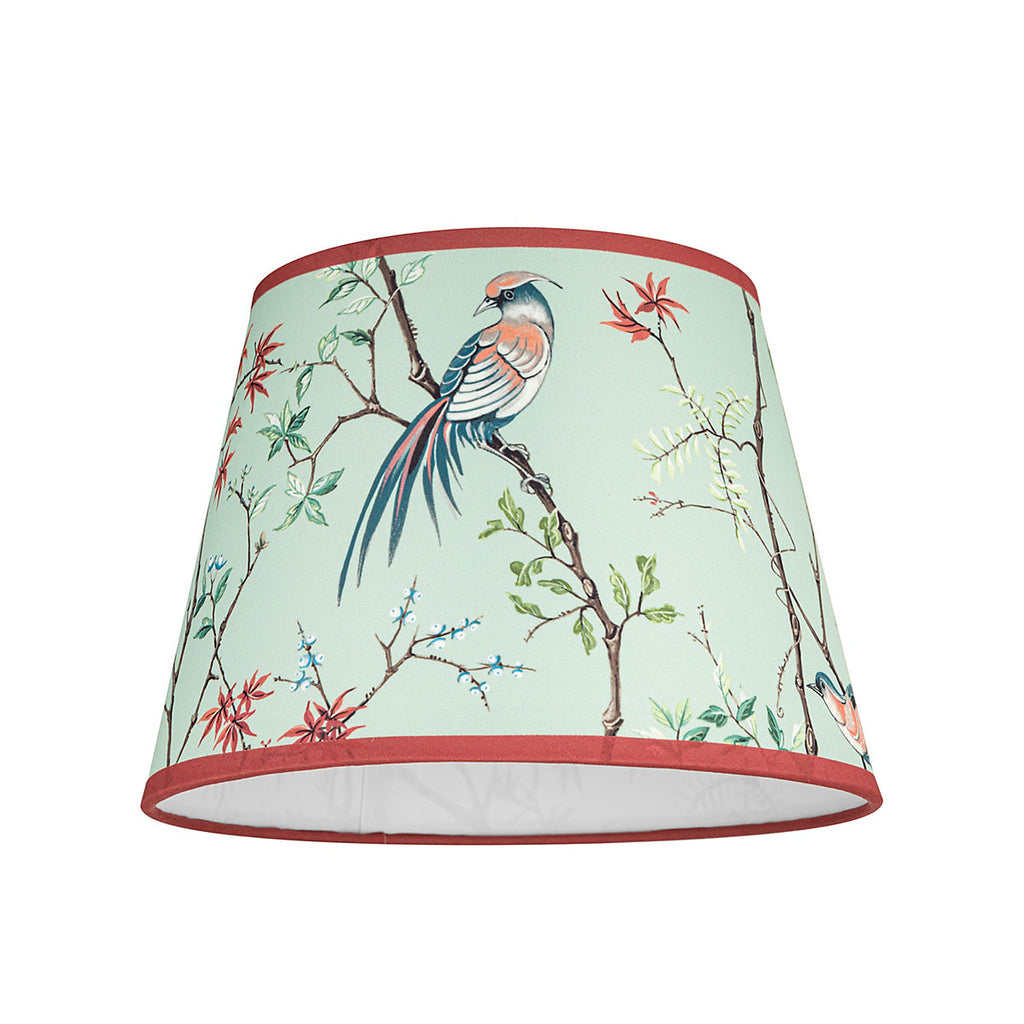 Biyu Mint & Red Bird Tapered Lamp shade (D)25cm