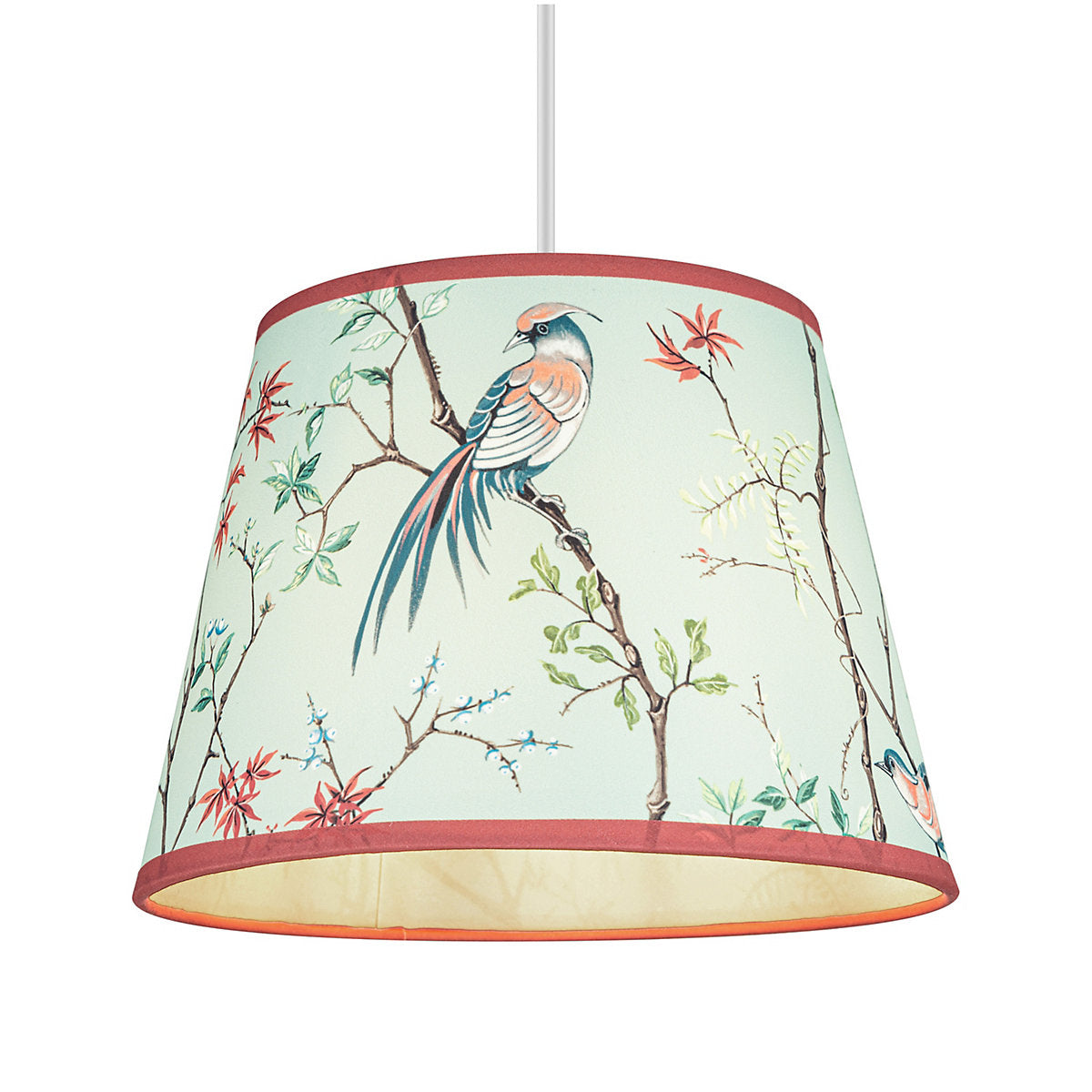 Biyu Mint & Red Bird Tapered Lamp shade (D)25cm