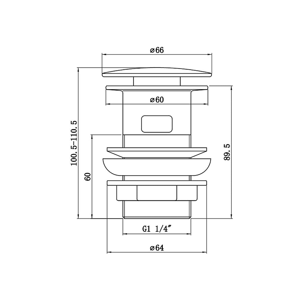 * Black Brass 110.5mm Click clack Slotted Waste
